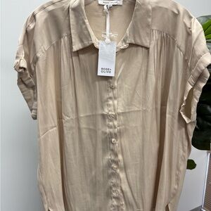 Rose & Olive Tan Collared Blouse